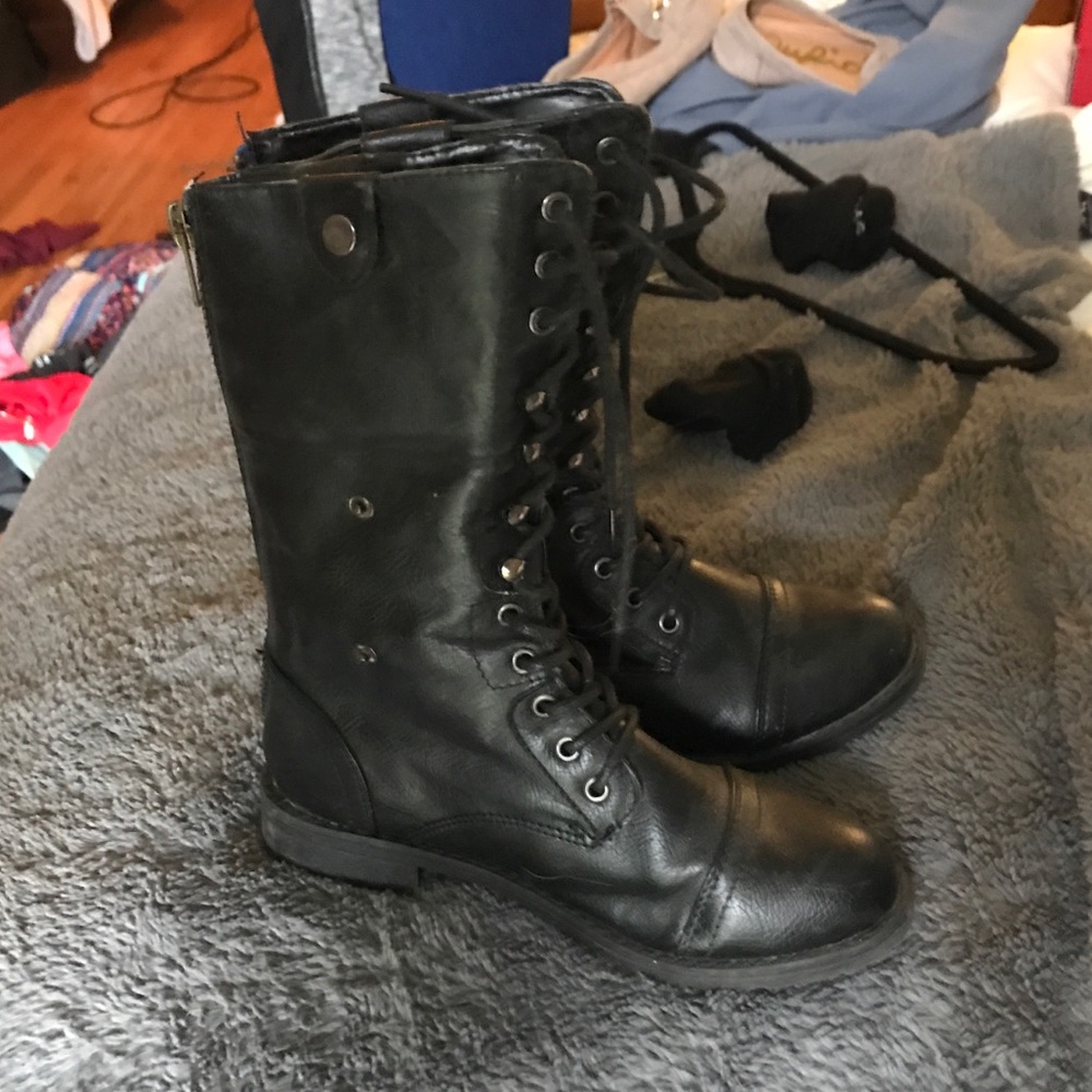 Leather combat boots